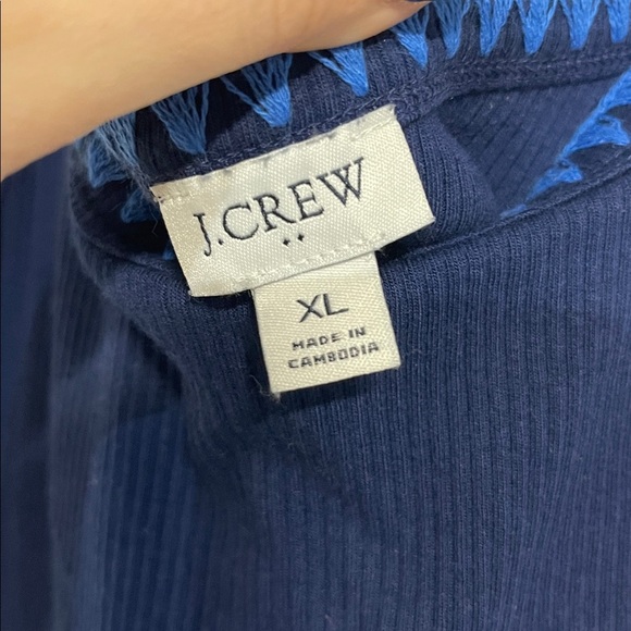 J CREW WOMENS BLANKET STITCH TANK TOP XL COTTON RIBBED - Picture 3 of 6